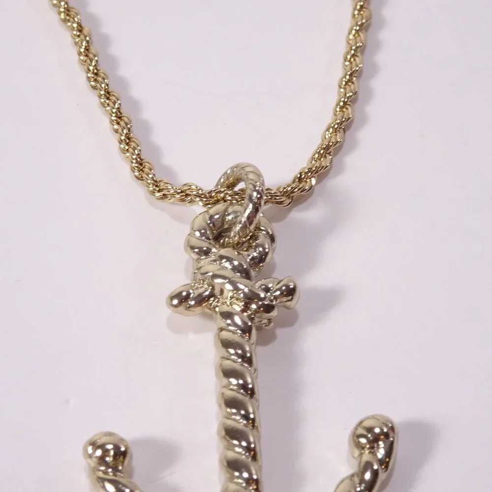 Banana Republic Roots of BR Gold Ribbon Rope Anchor Pendant Necklace NWT 88 - Picture 13 of 15